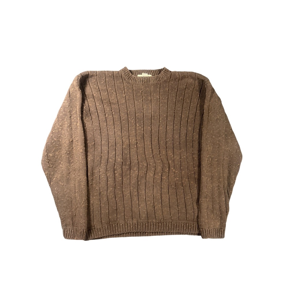 Vintage 90s Banana Republic Brown Thick Knit 100% Cotton Ribbed Sweater XL